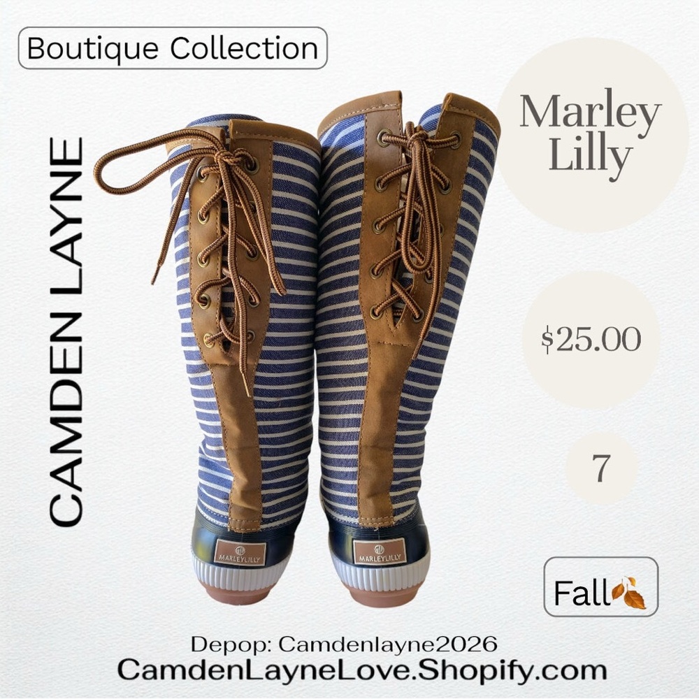 Marley Lilly’s Women's Blue and Tan Winter Boots - Picture 3 of 5